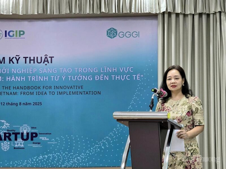Đại diện Cục Đổi mới sáng tạo, Chuyển đổi xanh và Khuyến công thuộc Bộ Công thương phát biểu tại Tọa đàm (ảnh: Moit)