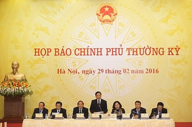 Phiên họp báo thường kỳ Chính phủ tháng 2/2016 - Ảnh: VGP/Quang Hiếu