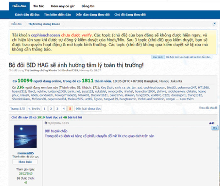 Những thông tin không chính thống trên các diễn đàn làm ảnh hưởng đến tâm lý nhà đầu tư. Ảnh: T. Hà