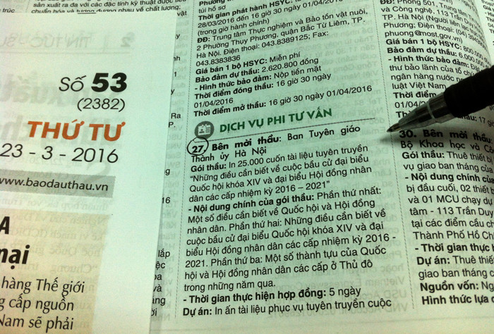 Sau khi thông báo công khai gói chào hàng cạnh tranh, Bên mời thầu - Ban Tuyên giáo Thành ủy Hà Nội không phát hành HSYC cho nhà thầu với lý do đang “chờ xin ý kiến chỉ định thầu”. Ảnh: Lê Tiên