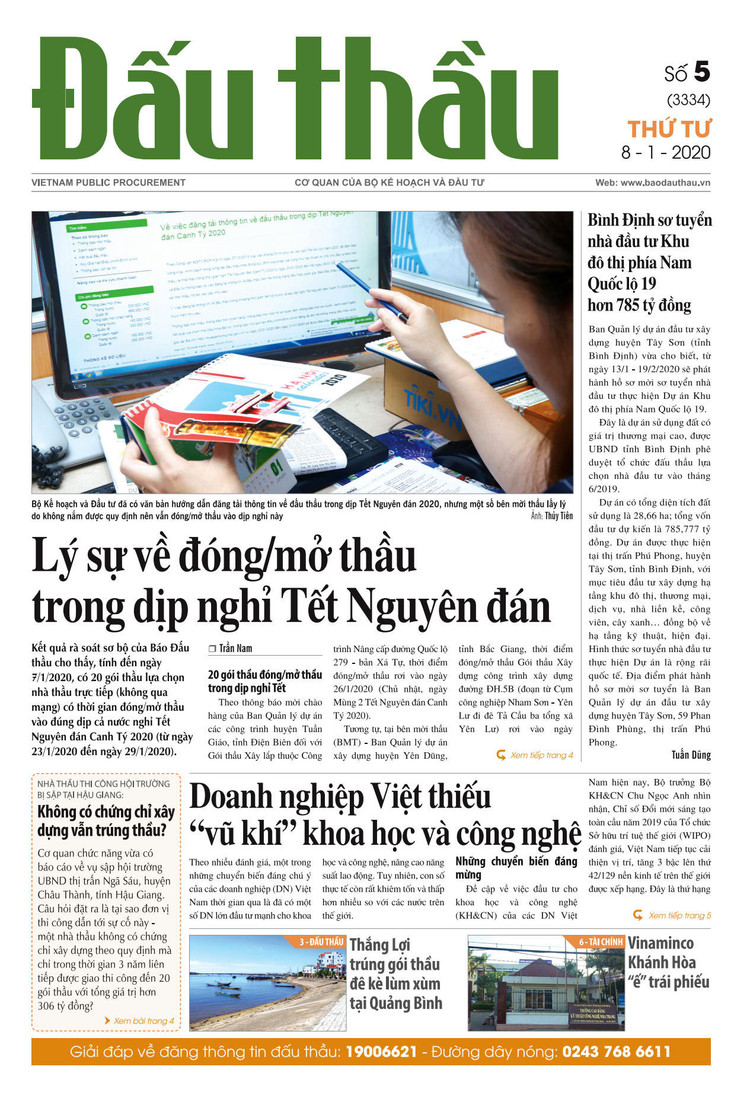 Báo Đấu thầu số 5 ra ngày 8/1/2020
