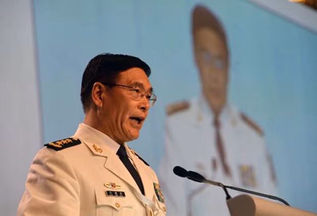 Đô đốc Tôn Kiến Quốc, đại diện của Trung Quốc tại Shangri-la vừa qua, gửi thông điệp tới cả người dân của nước này rằng quân đội sẽ bảo vệ lợi ích quốc gia. Ảnh:AFP