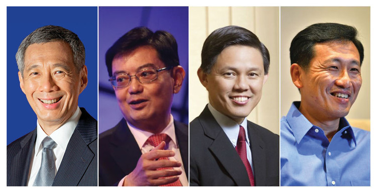 Thủ tướng Lý Hiển Long và 3 ứng cử viên sáng giá cho vị trí Thủ tướng Singapore trong tương lai (Heng Swee Keat, Chan Chun Sing và Ong Ye Kung)