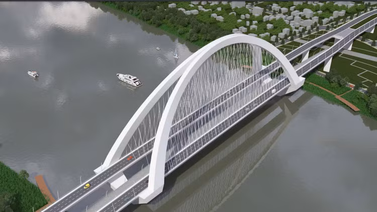 1 trong 15 phương án thiết kế cầu vượt sông Hương (TP. Huế)