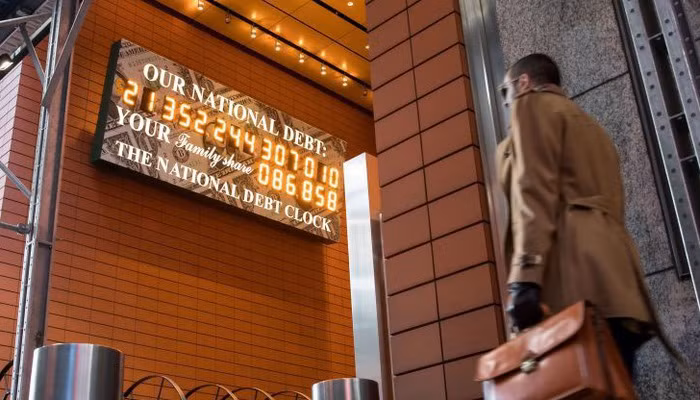 Đồng hồ nợ công của Mỹ ở New York hôm 11/1/2019 - Ảnh: Bloomberg/Getty/CNBC.