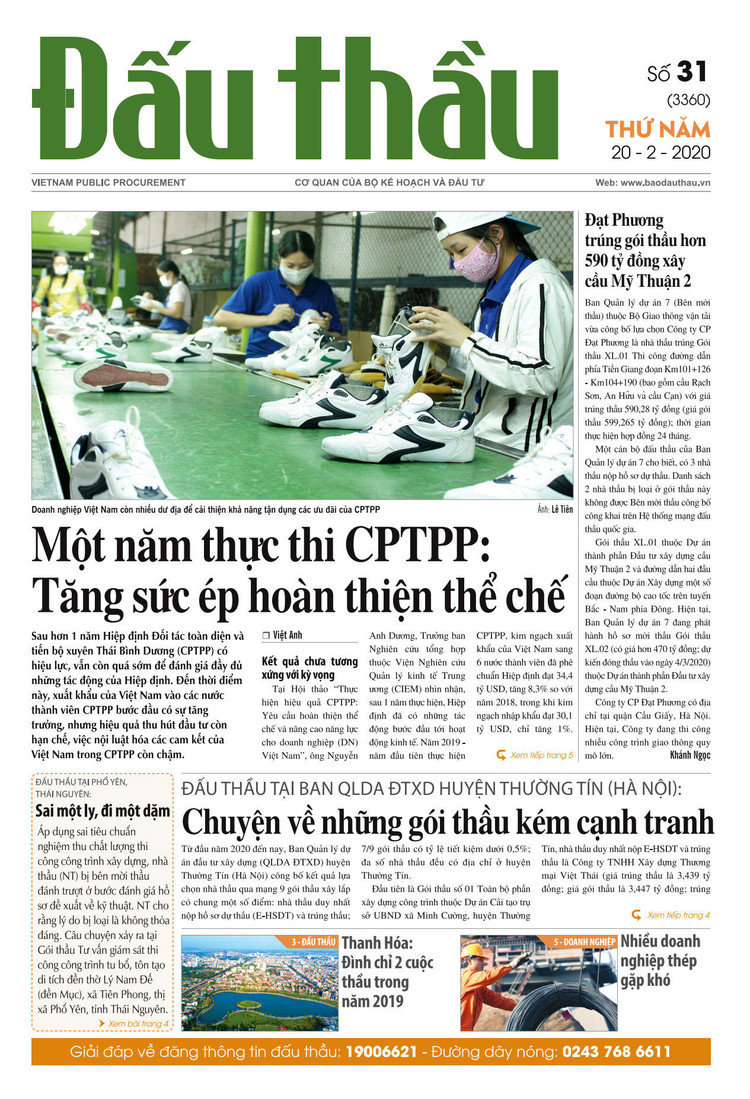 Báo Đấu thầu số 31 ra ngày 20/2/2020