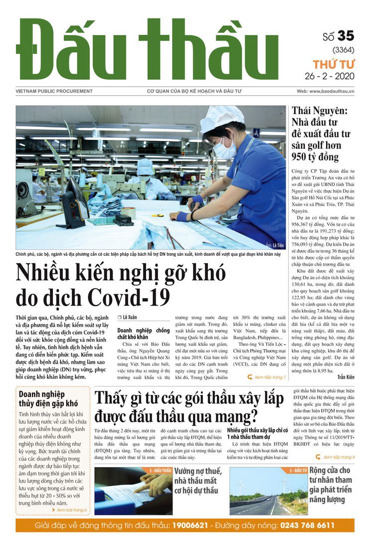 Báo Đấu thầu số 35 ra ngày 26/2/2020