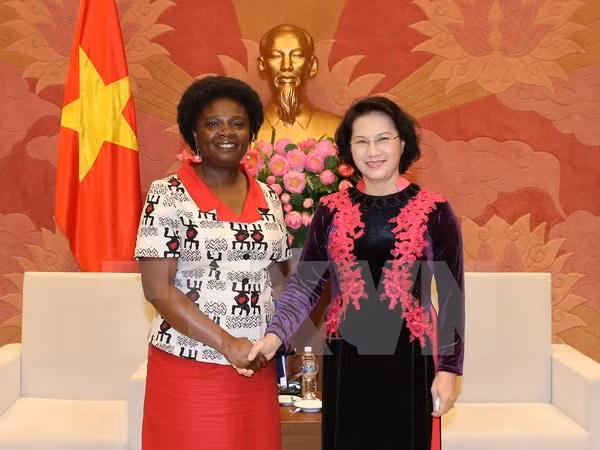 Chủ tịch Quốc hội Nguyễn Thị Kim Ngân tiếp bà Victoria Kwakwa, Giám đốc Quốc gia Ngân hàng thế giới tại Việt Nam. (Ảnh: Trọng Đức/TTXVN)