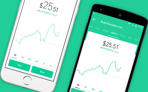 Phần mềm giao dịch chứng khoán của Robinhood.