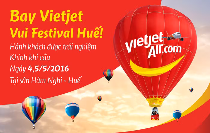 Bay Vietjet vui Festival Huế, hành khách được trải nghiệm khinh khí cầu