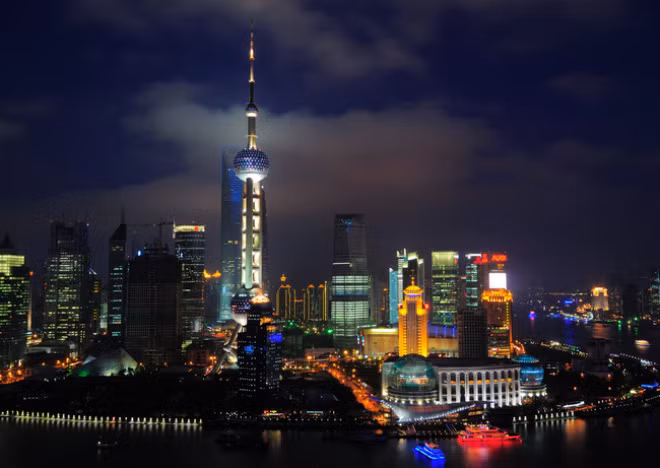 Hình ảnh thành phố Thượng Hải hào nhoáng về đêm