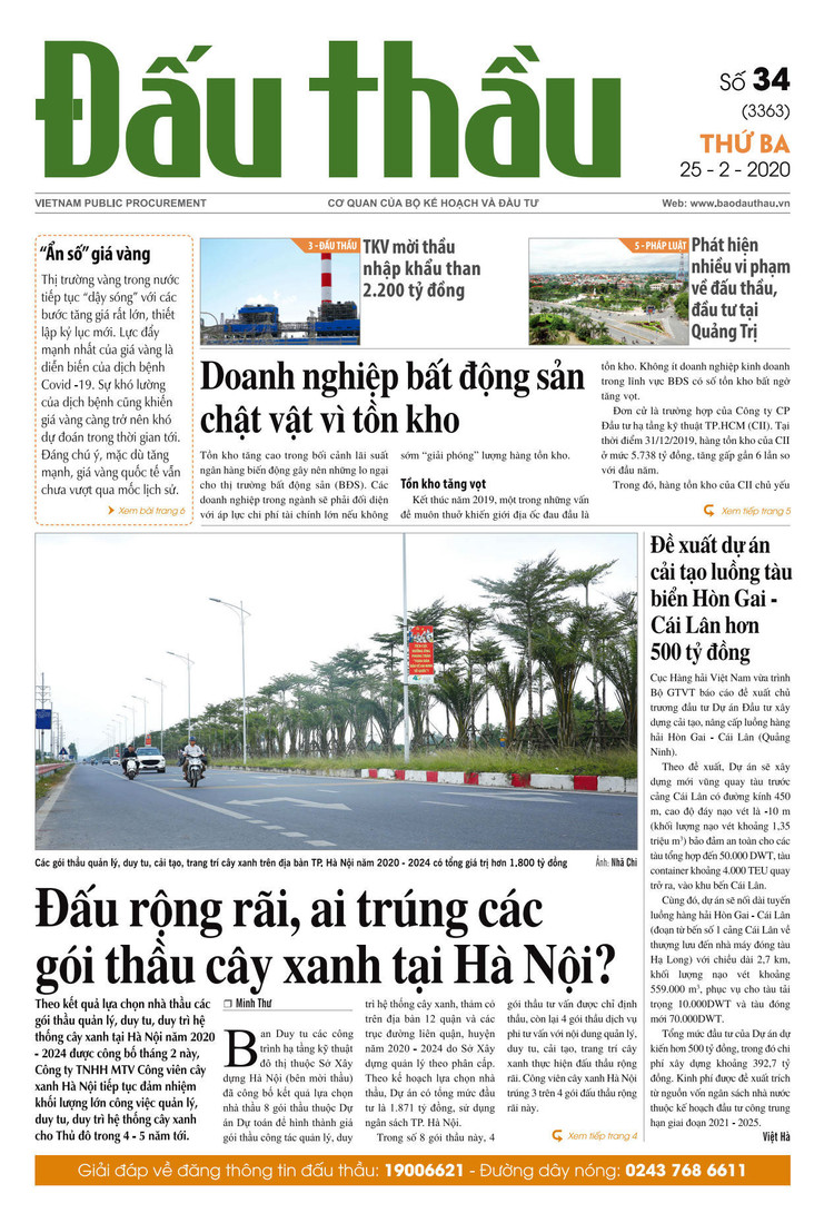 Báo Đấu thầu số 34 ra ngày 25/2/2020