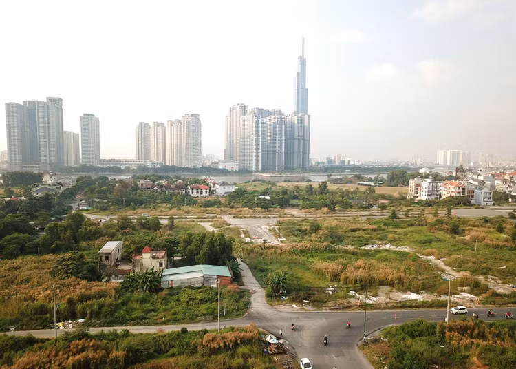 9 lô đất thuộc Khu chức năng số 1 trong Khu đô thị mới Thủ Thiêm (TP.HCM) có tổng diện tích hơn 77.606 m2. Ảnh: Lê Tiên