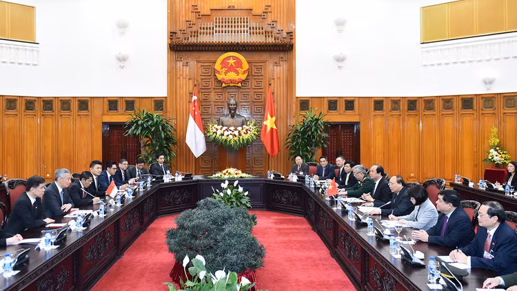 Hội đàm giữa Việt Nam và Singapore hướng đến mục tiêu thúc đẩy quan hệ đối tác chiến lược trong thời gian tới. Ảnh: Quang Hiếu