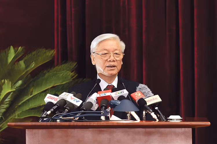 Tổng Bí thư Nguyễn Phú Trọng phát biểu khai mạc Hội nghị lần thứ 5, Ban Chấp hành Trung ương Đảng khóa XII . Ảnh: Nhật Bắc