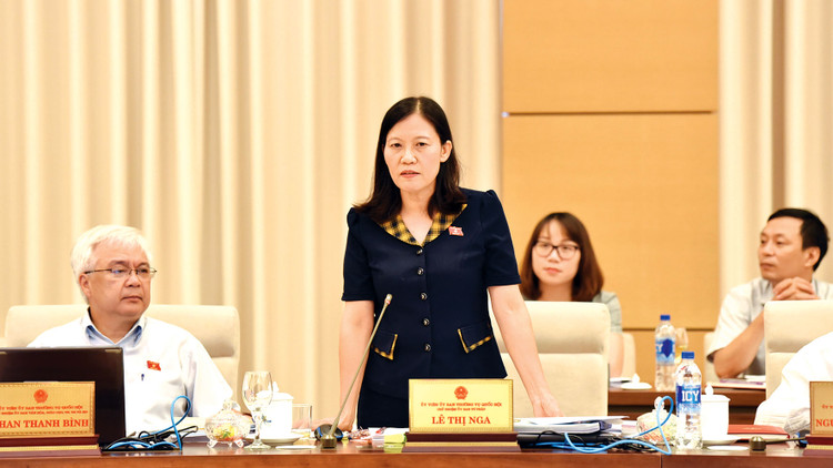 Chủ nhiệm Ủy ban Tư pháp Lê Thị Nga phát biểu tại Phiên họp. Ảnh: Lâm Hiền