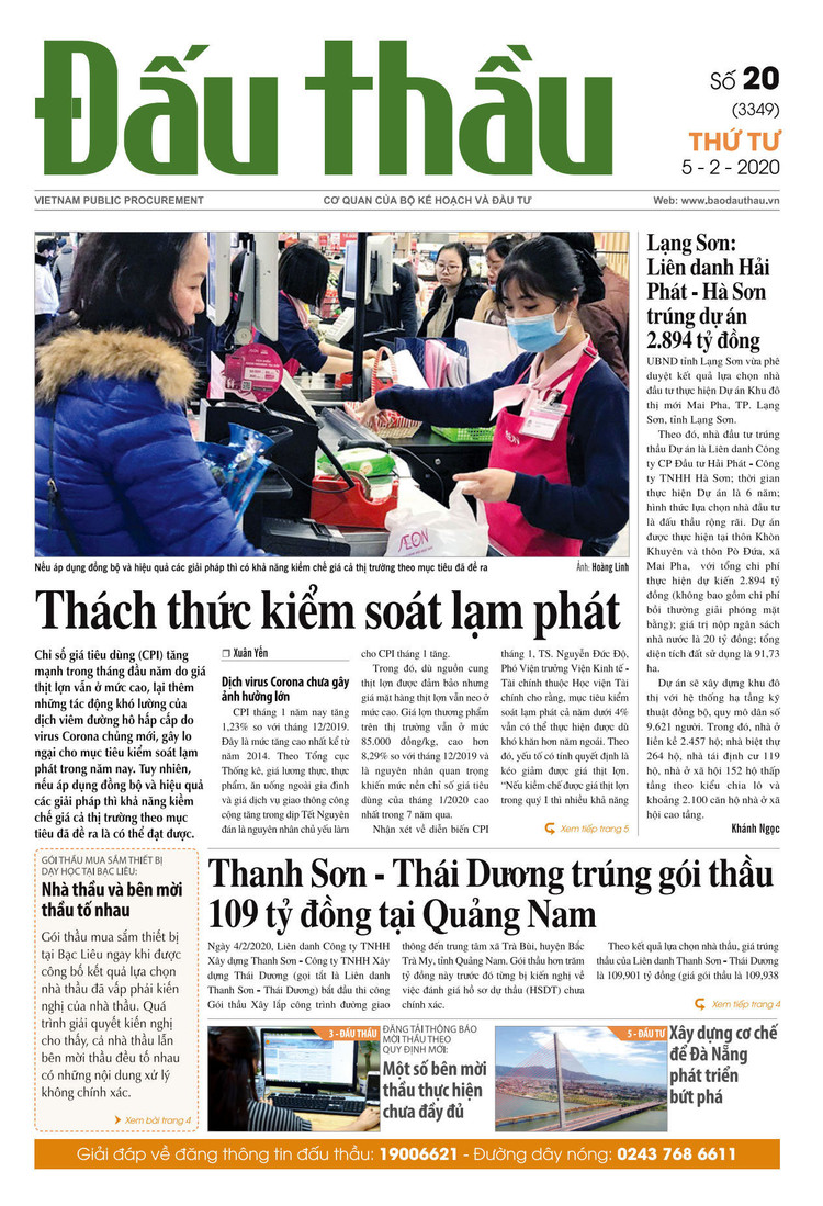 Báo Đấu thầu số 20 ra ngày 5/2/2020