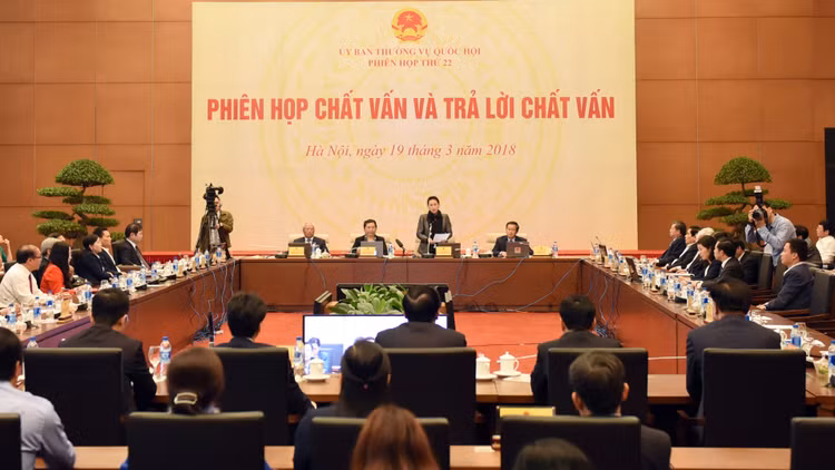 Phiên họp thứ 22 của Uỷ ban Thường vụ Quốc hội. Ảnh: Lâm Hiển