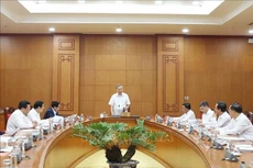 Tổng Bí thư Tô Lâm chủ trì buổi làm việc với Thường trực các Tiểu ban Đại hội XIV của Đảng cho ý kiến tiếp tục hoàn thiện các dự thảo Văn kiện trình Đại hội XIV của Đảng - Ảnh: TTXVN