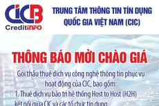 Trung tâm thông tin tín dụng Quốc gia Việt Nam (CIC) thông báo mời chào giá