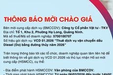 Công ty Cổ phần Vật tư - TKV thông báo mời chào hàng gói dịch vụ VCD 01.2026