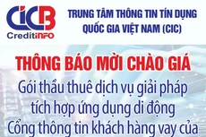 Trung tâm thông tin tín dụng Quốc gia Việt Nam (CIC) thông báo mời chào giá