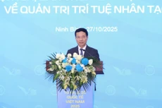Bộ trưởng Bộ Khoa học và Công nghệ Nguyễn Mạnh Hùng phát biểu tại Hội nghị bàn tròn cấp Bộ trưởng về Quản trị Trí tuệ nhân tạo - Ảnh: VGP