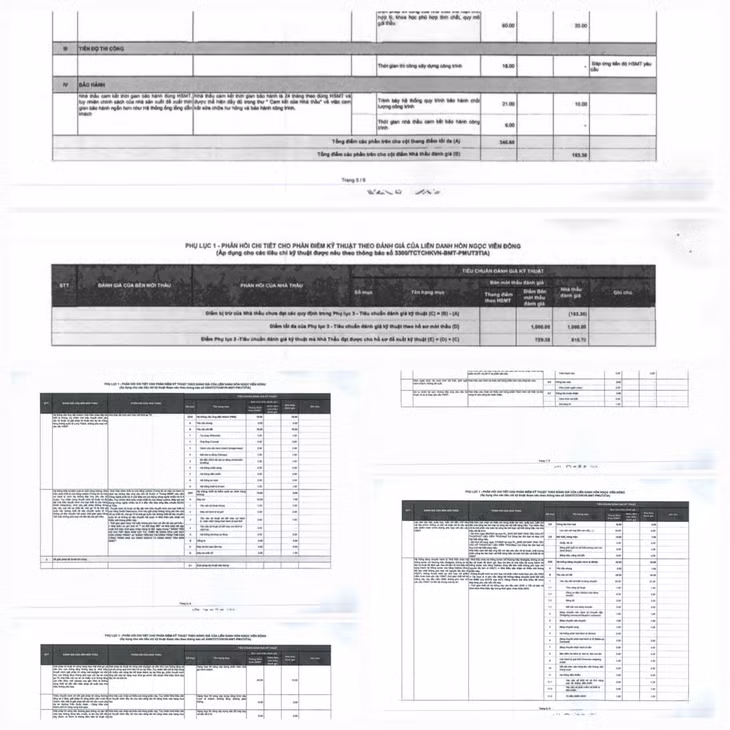 Hồ sơ mời thầu quy định quy định thang điểm kỹ thuật 1000 điểm, nhà thầu được đánh giá là “Đạt” yêu cầu khi có tổng số điểm đạt từ 80% tổng số điểm (tương đương 800 điểm) trở lên. Kết quả chấm điểm hồ sơ đề xuất kỹ thuật của Liên danh Hòn Ngọc Viễn Đông đạt 729,38 điểm nên Tổ chuyên gia đánh giá, không đáp ứng yêu cầu về kỹ thuật vì không đạt điểm tối thiểu.