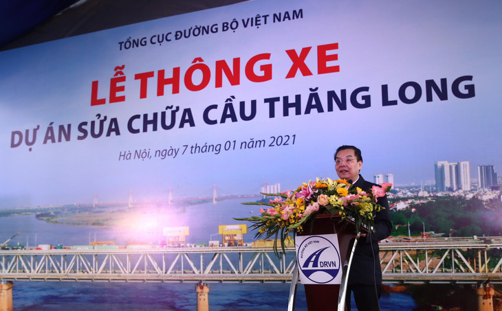 Chủ tịch UBND thành phố Hà Nội Chu Ngọc Anh phát biểu tại buổi lễ. Ảnh: Lê Tiên