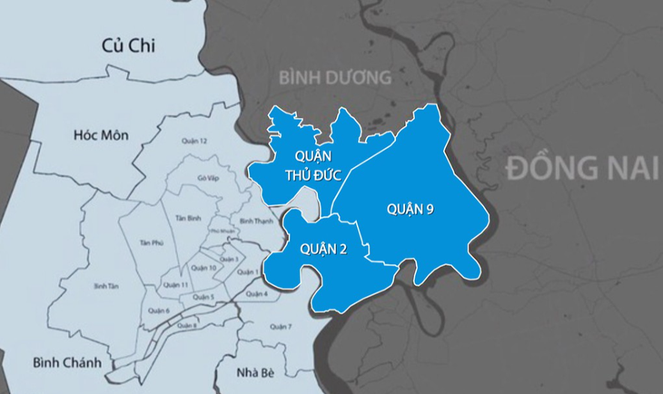 TP. Thủ Đức được lập trên cơ sở sáp nhập Quận 2, 9 và Thủ Đức