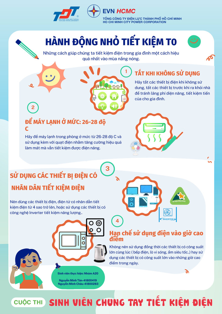 Infographic truyền thông tiết kiệm điện của sinh viên Nguyễn Minh Tân - Trường Đại học Tôn Đức Thắng Infographic truyền thông tiết kiệm điện của sinh viên Nguyễn Minh Tân - Trường Đại học Tôn Đức Thắng
