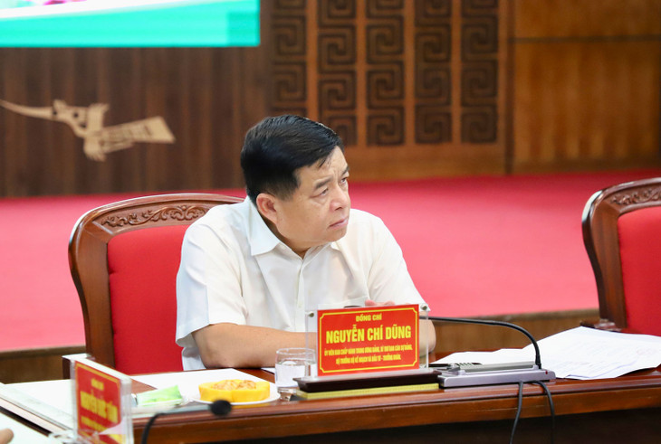 Bộ trưởng Bộ Kế hoạch và Đầu tư Nguyễn Chí Dũng tại buổi làm việc với tỉnh Điện Biên. Ảnh: MPI