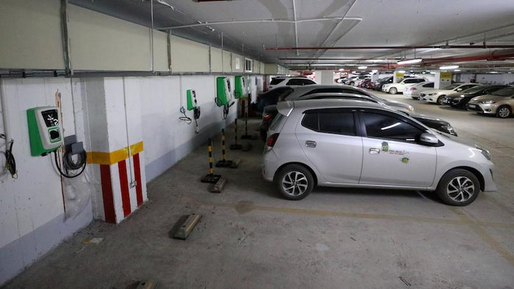 Hệ thống sạc tiêu chuẩn Châu Âu được lắp đặt tại một chung cư trên địa bàn Hà Nội