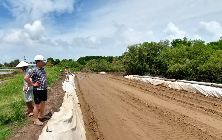 Công ty CP Xây dựng đê kè và phát triển nông thôn Hải Dương đã bơm, trải vải địa cát được 1,2 km trên tổng số 3 km đường đảm nhận Công ty CP Xây dựng đê kè và phát triển nông thôn Hải Dương đã bơm, trải vải địa cát được 1,2 km trên tổng số 3 km đường đảm nhận