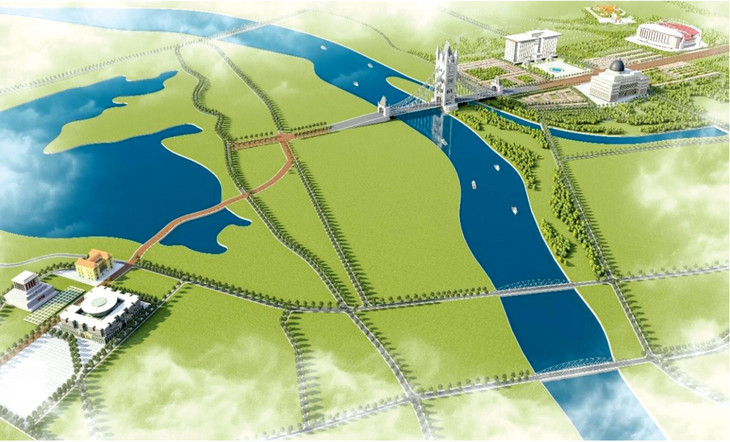 Phương án trục kết nối trung tâm hành chính mới Thủ đô ở phía Bắc sông Hồng với Trung tâm hành chính quốc gia Ba Đình