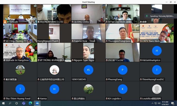 Hội nghị giao thương trực tuyến nông sản, thực phẩm Việt Nam - Trung Quốc được diễn ra trong ngày 26 - 27/5