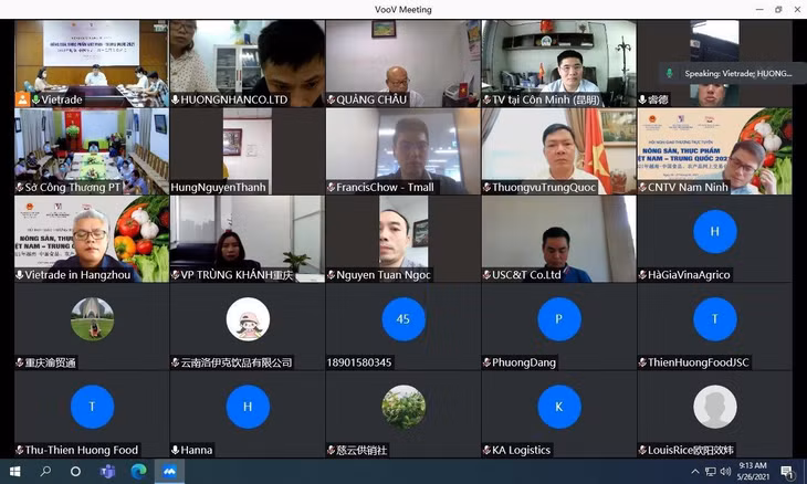 Hội nghị giao thương trực tuyến nông sản, thực phẩm Việt Nam - Trung Quốc được diễn ra trong ngày 26 - 27/5