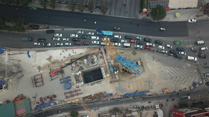 Vị trí “lỗ mở” - nơi hạ các cấu kiện của máy đào hầm TBM xuống hầm.