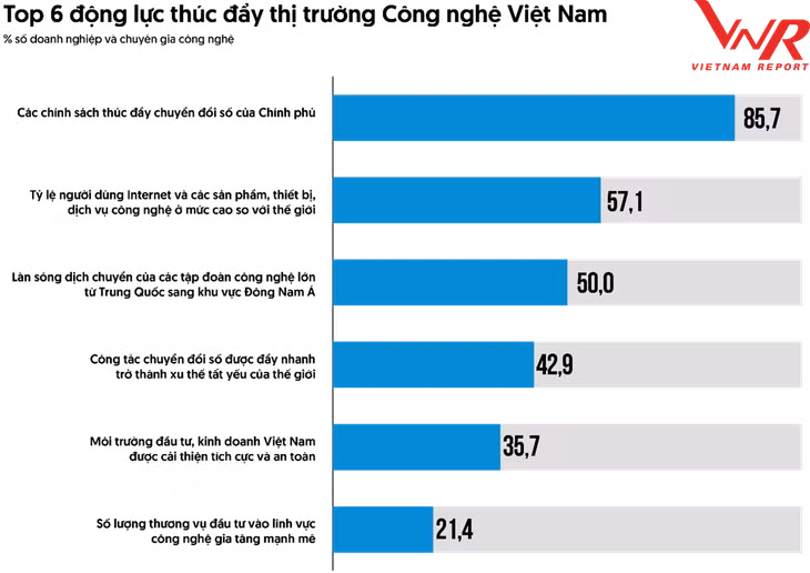 Nguồn: Vietnam Report, Khảo sát doanh nghiệp và chuyên gia công nghệ tại Việt Nam, tháng 6/2023
