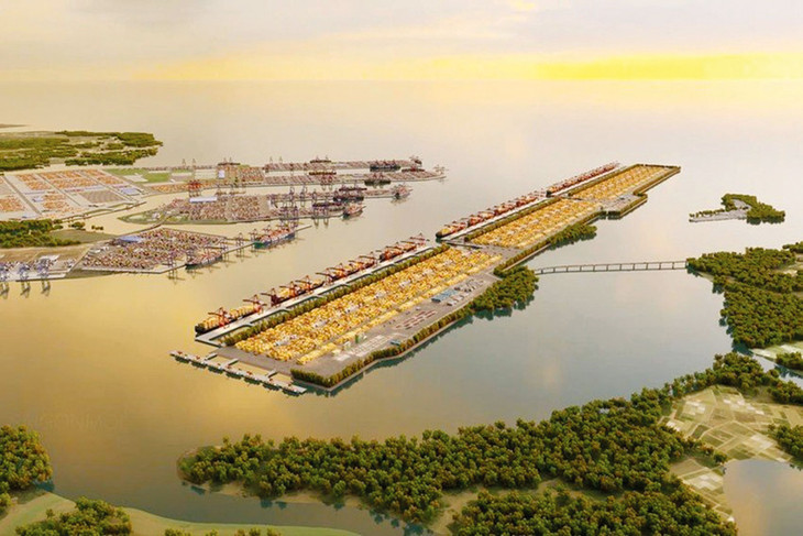 Phối cảnh Cảng trung chuyển quốc tế Cần Giờ của Công ty CP Tư vấn thiết kế cảng - kỹ thuật biển. Ảnh: NC st Phối cảnh Cảng trung chuyển quốc tế Cần Giờ của Công ty CP Tư vấn thiết kế cảng - kỹ thuật biển. Ảnh: NC st