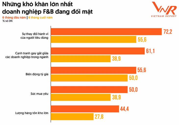 Nguồn: Vietnam Report, Tổng hợp Khảo sát doanh nghiệp F&amp;B, tháng 8/2022 - 8/2024