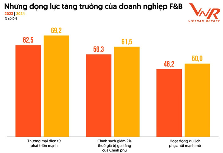 Nguồn: Vietnam Report, Tổng hợp Khảo sát doanh nghiệp F&amp;B, tháng 8/2022 - 8/2024