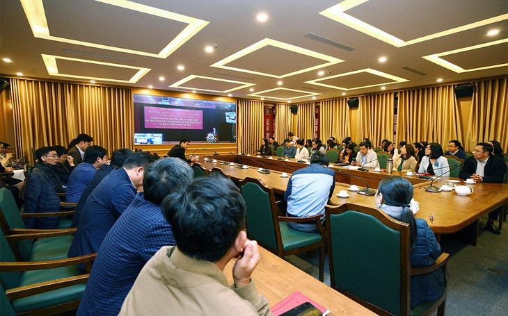 Một trong các điểm cầu dự Hội nghị trực tuyến của Bộ Kế hoạch và Đầu tư (Ảnh: Lê Tiên)