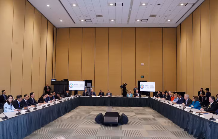 Chủ tịch nước Võ Văn Thưởng tiếp Liên minh Doanh nghiệp Hoa Kỳ-APEC. (Ảnh: Thống Nhất/TTXVN)