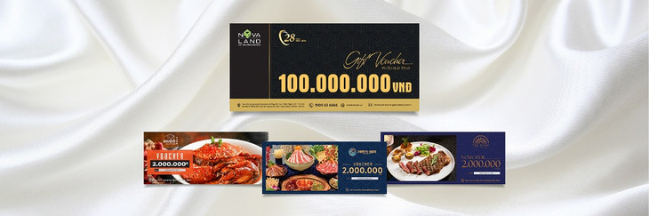 Bốn loại phiếu quà tặng Novaland dành tặng khách hàng nhân dịp kỷ niệm năm thành lập