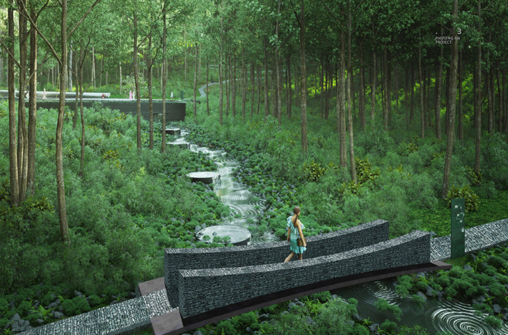 Một góc phối cảnh dự án Thác 9 tầng tại Khu vực mộ bà Hoàng Thị Loan. Ảnh: T&amp;T Group