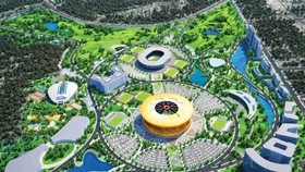 Hàng loạt dự án được khởi công tại Hà Nội cuối năm 2025, trong đó có những công trình siêu lớn như Khu đô thị thể thao Olympic (925.000 tỷ đồng), Trục đại lộ cảnh quan sông Hồng (khoảng 855.000 tỷ đồng). Ảnh: Phúc An