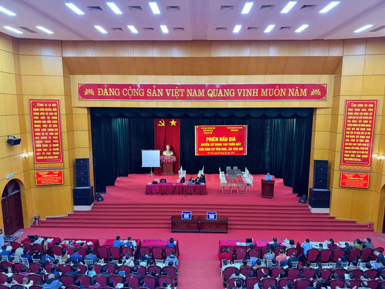 Quang cảnh phiên đấu giá 185 thửa đất tại xã Yên Mô, Ninh Bình (nguồn ảnh: Trung tâm Dịch vụ đấu giá tài sản tỉnh Ninh Bình)