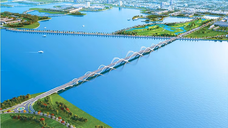 Phối cảnh Dự án Đầu tư xây dựng công trình cầu trên tuyến đường bộ ven biển kết nối An Biên - thành phố Rạch Giá. Ảnh phối cảnh: Kiên Việt