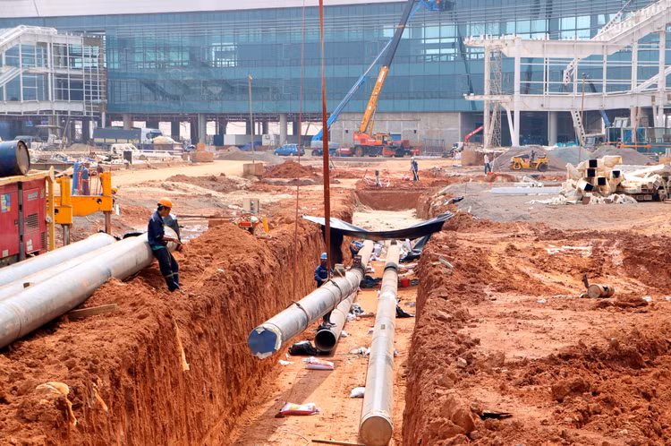 Tới đầu tháng 9/2025, tổng giá trị khối lượng các gói thầu của Dự án thành phần 3 thuộc Dự án Sân bay Long Thành đạt khoảng 44.144 tỷ đồng, tương ứng 55,55% giá trị hợp đồng. Ảnh: Tùng Phạm